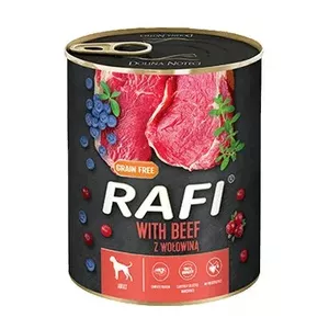 Wet dog food Dolina Noteci Rafi — adult beef with blueberries & cranberries, 800 g can