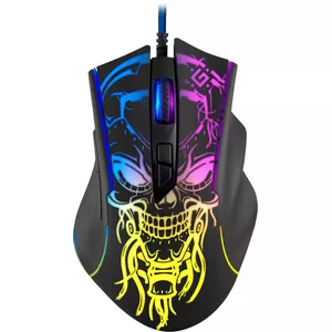 Spēļu pele DEFENDER BULLETSTORM GM-928 — optiskā, 7200 DPI, ambidekstra, 6–7 pogas, USB Type-A, melna
