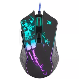 Wired Gaming Mouse DEFENDER SIN'SISTER GM-933 — Ambidextrous, Optical 7200 DPI, 5–6 Programmable Buttons, USB Type-A, 1.5 m Cable, Black