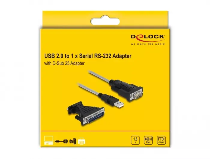 DeLOCK Adapteris USB 2.0 Type-A Serial RS-232 D-Sub 9 + 25 Photo 4