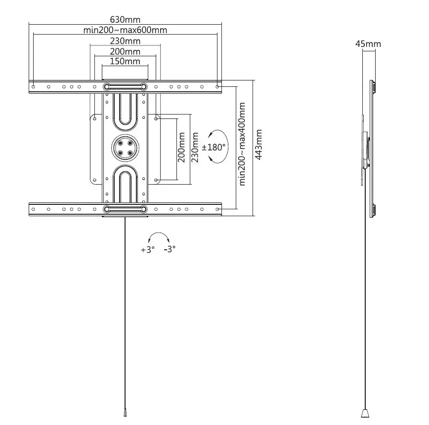 Universālais rotējošais sienas kronšteins Equip 37"-80" Photo 9