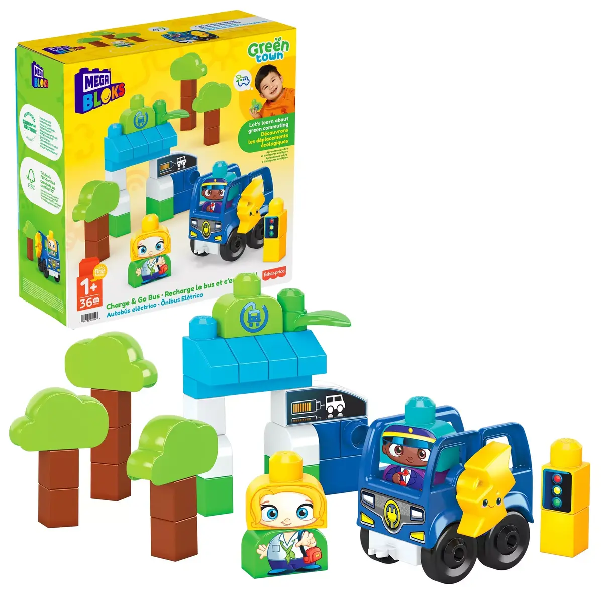 Mega Bloks MEGA BLOKS Green Town Charge & Go Bus Photo 7