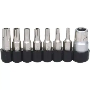 Screwdriver bit set ks tools 911.1480 8 pcs nickel 25 mm 1/4" shank DIN 3126 ISO 1173 E 6,3