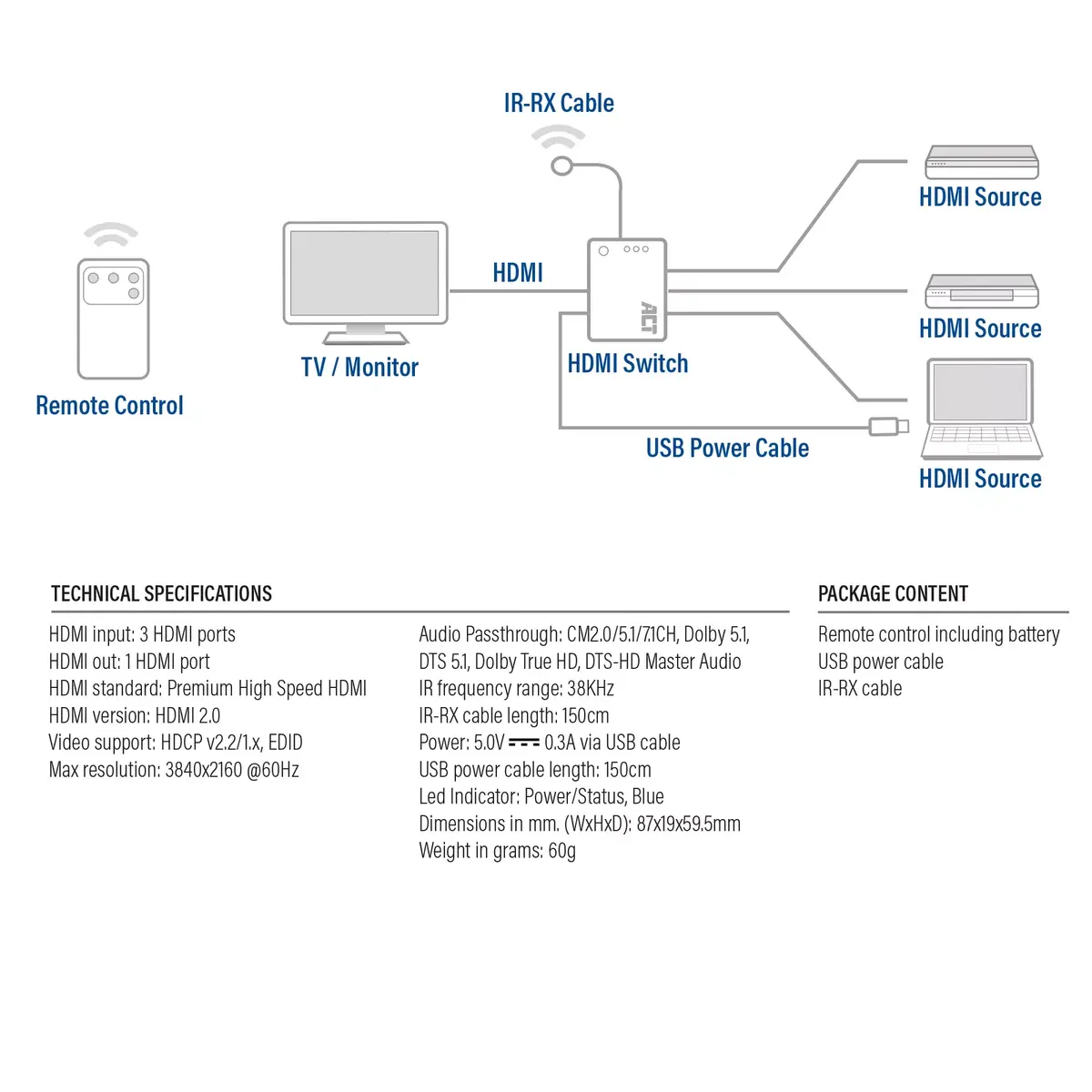 ACT 4K HDMI Switch 3x1 Photo 4