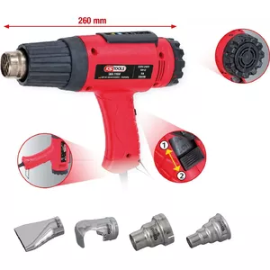 Heat gun set ks tools 960.1190 with 4 attachments – electric hot air tool for heating, drying, and shrink tubing