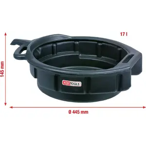 Oil catch pan ks tools 150.9360, 17 L capacity, 445 mm diameter