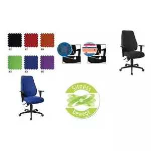 Biroja krēsls Topstar Lady Sitness auduma melns — regulējams sēdekļa augstums, ergonomisks