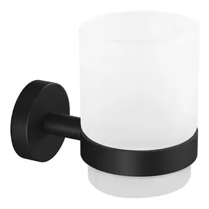 Wall-mounted toothbrush holder Tesa MOON BLACK 40566-00000-00 black and white