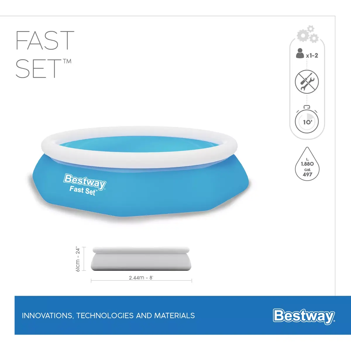 Bestway Fast Set apaļais piepūšamais baseins 2,44 m Photo 8