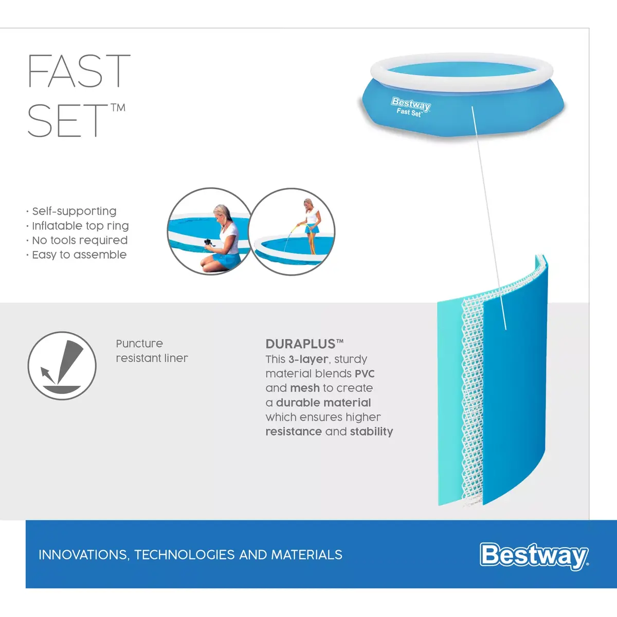 Bestway Fast Set apaļais piepūšamais baseins 2,44 m Photo 9