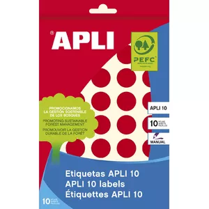 APLI 02744 pašlīmējošā etiķete Apaļš Pastāvīgs Sarkans 320 pcs