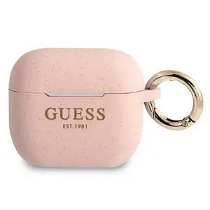 GUESS silikona aizsargvāciņš AirPods 3 ar spīdumiem GUA3SGGEP — rozā
