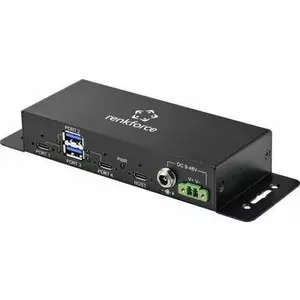 Renkforce RF-4679566 2+2 porti USB 3.0 centrmezgls, metāla korpuss, pie sienas, melns (RF-4679566)