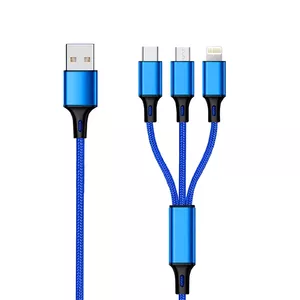 USB Cable 2GO 797151 1.5m USB B USB C/Micro-USB B/Lightning Black Blue