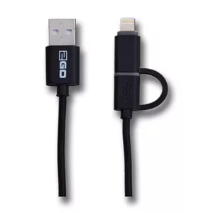 USB cable 2GO 795636 1m USB A Micro-USB B/Lightning Black