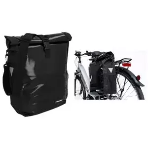 Bicycle luggage carrier bag FISCHER Kurier – waterproof tarpaulin, durable pannier for rear rack