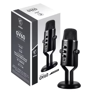 MSI IMMERSE GV60 STREAMING MIC 'USB Type-C Interface and 3.5mm Aux, For Professional applications with Intuituve control in 4 modes: Stereo, Omnidirectional, Cardioid and Bidirectional'