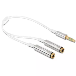 Audio kabelis DeLOCK 65355 0.25m 3.5mm 2 x 3.5mm Sudraba Balts