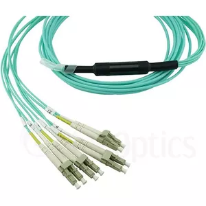 BlueOptics fiber breakout cable MTP to 4×LC OM3, 10 m