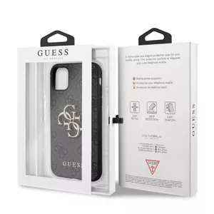 Hardcase phone case GUESS GUHCN614GMGGR for iPhone 11 / XR 6.1" gray with large metal logo