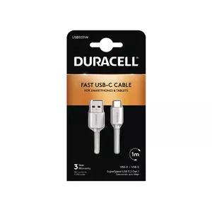 Duracell USB5031W USB kabelis 1 m 3.2 Gen 1 (3.1 Gen 1) USB A USB C Balts