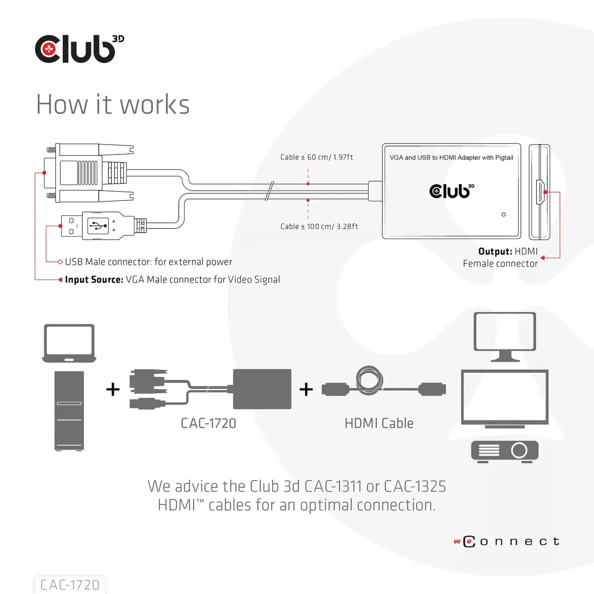 Адаптер VGA и USB Type-A на HDMI CLUB3D CAC-1720 Photo 4