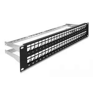 DeLOCK 19" Keystone Patch Panel 48 port with strain reliefs 2U black