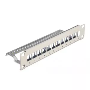 DeLOCK 10" Keystone Patch Panel 12 port with strain relief 1U grey