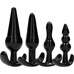 Набор анальных плагов Addicted Toys Silicone Black — 4 шт., силикон, широкое основание, разные размеры, 0.242 кг