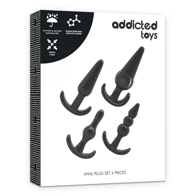 Набор анальных плагов Addicted Toys Silicone Black — 4 шт. Photo 11