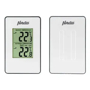 Цифровая метеостанция Alecto WS-1050 с внутренним и наружным термометром, ЖК-дисплей, белая, работа от батареек, комплект из 2 шт.