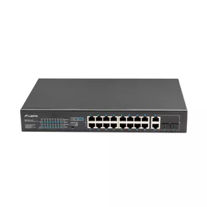 Lanberg RSFE-16P-2C-150 сетевой коммутатор Неуправляемый Gigabit Ethernet (10/100/1000) Питание по Ethernet (PoE) 1U Черный