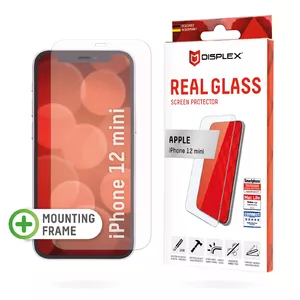 Screen protector Displex (10H) for Apple iPhone 12 mini — tempered glass, 5.4" screen, mounting frame, scratch- and impact-resistant