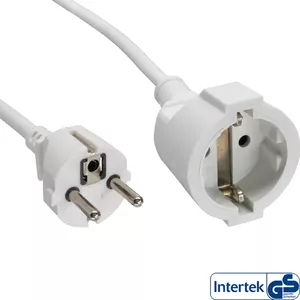 InLine Power extension cable white 1m CEE7/7 H05VV-F3G 230V