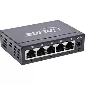 InLine Gigabit tīkla slēdzis 5-portu 1Gb/s galda metāla korpuss bez ventilatora