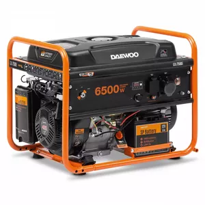 Degviela ģenerators DAEWOO GDA 7500E — 6500 W, 230 V, 30 L tvertne, oranži/melns
