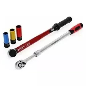 Wheel change tool set Gedore R69003000 — 5-piece torque wrench assortment, black/red