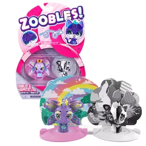 Zoobles Rainbow Butterfly and Black and White Fox 2-Pack Transforming