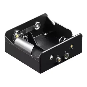 Battery holder 2×D WENTRONIC — plastic, black, 73×71×31 mm