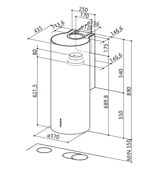 Wall-mounted FABER Cylindra/2 EV8 2EL XH890 hood Photo 2