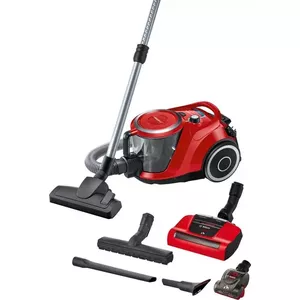 Цилиндровый пылесос Bosch BGS41PET1 — 750 Вт, безмешковый 2,4 л, HEPA, для твердых покрытий и ковров, красный