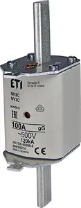 ETI NH2C gG 100A 500V Fuse Link with Combination Indicator