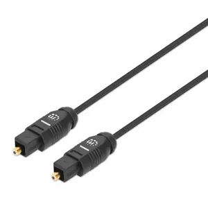 Manhattan Toslink Digital Optical AudioCable, 1m, Male/Male, Toslink S/PDIF, Gold plated contacts, Lifetime Warranty, Polybag