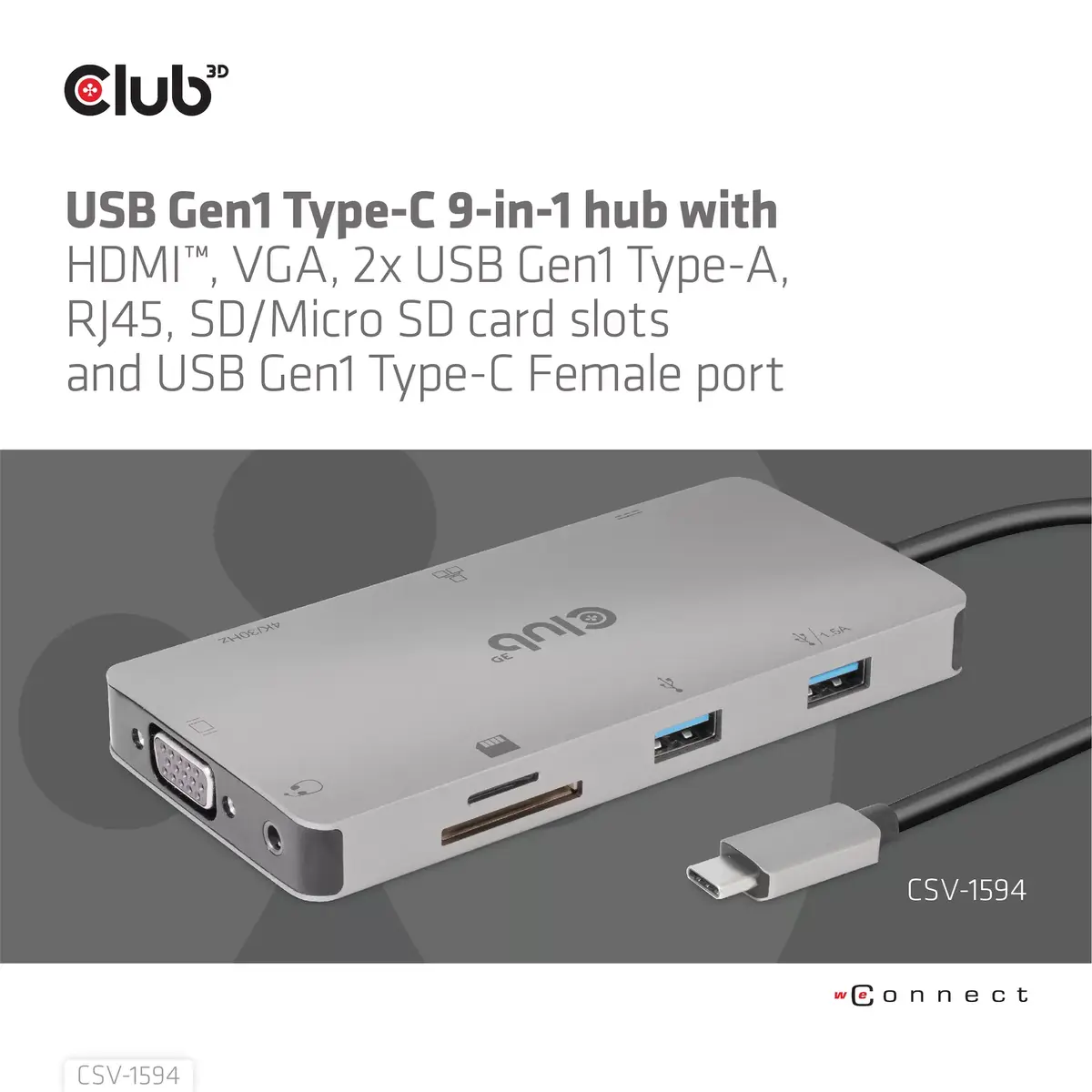 USB Hubs CLUB3D USB Gen1 Type-C 9-in-1 Photo 8