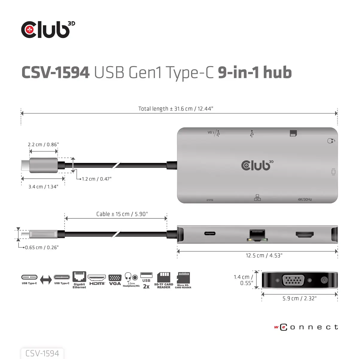 USB Hubs CLUB3D USB Gen1 Type-C 9-in-1 Photo 11