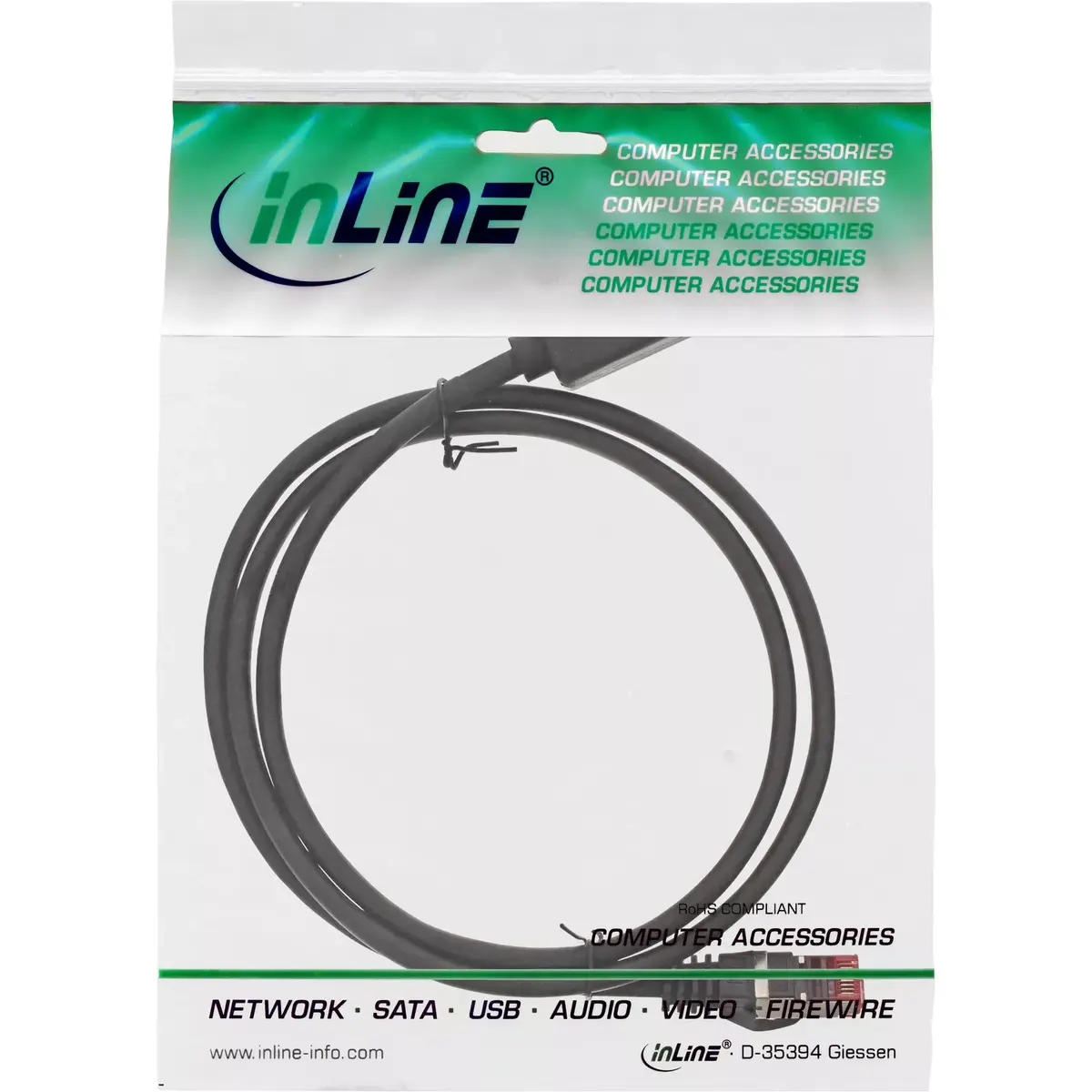 InLine Удлинитель патч-кабеля S/FTP Cat.6 CU h.-free черный 1м Photo 4