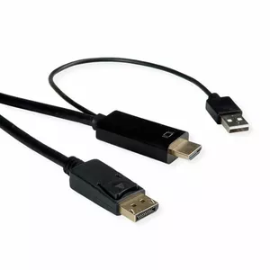 ROLINE video cable adapter 11.04.5993 3m HDMI USB DisplayPort Black