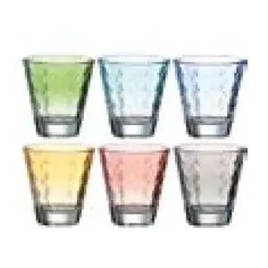 Glass tumblers LEONARDO Optic 215 ml, assorted colours, set of 6