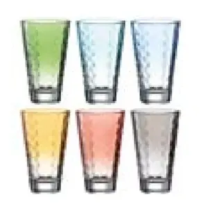 Drinking glass LEONARDO Optic 300 ml, set of 6, assorted colours, glass, Ø 80 mm