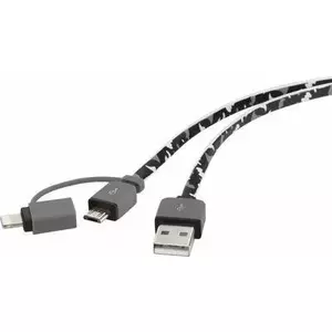 USB cable Renkforce RF4145364 — USB 2.0, USB-A to USB-Micro-B and Apple Lightning connectors